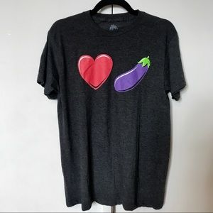 Heart + Eggplant Emoji Cotton T-Shirt